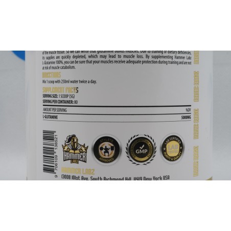 Hammer Labz L-Glutamine 400 g Supplements   |  S4M