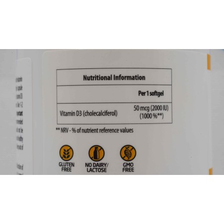 ULTRAVIT Vitamina D3 2000 IU 180 softgels Suplementos | S4M
