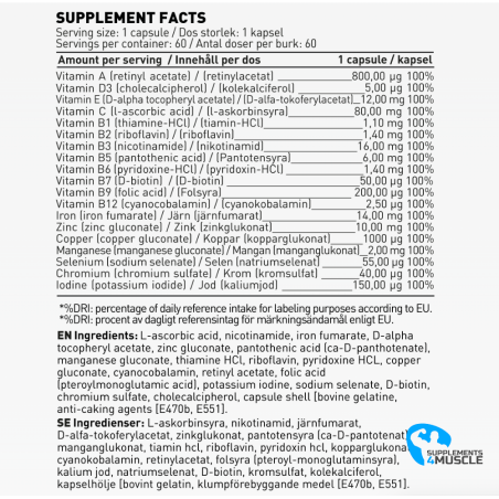 Suplementos suecos 100% Vita-Mineral 60 cáps.