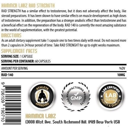 Hammer Labz Rad Strength 60caps | Supplements4muscle